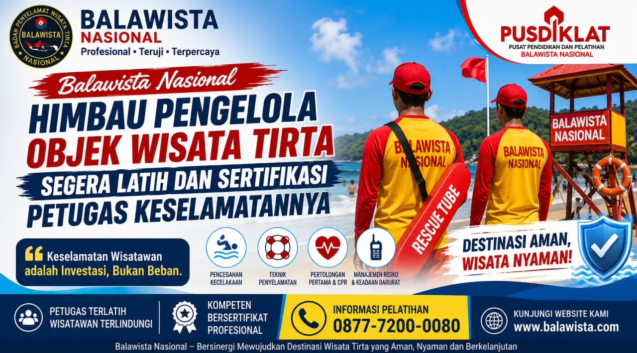 HEADLINE Balawista Nasional Himbau Pengelola Objek Wisata Tirta Segera Latih dan Sertifikasi Petugas Keselamatannya